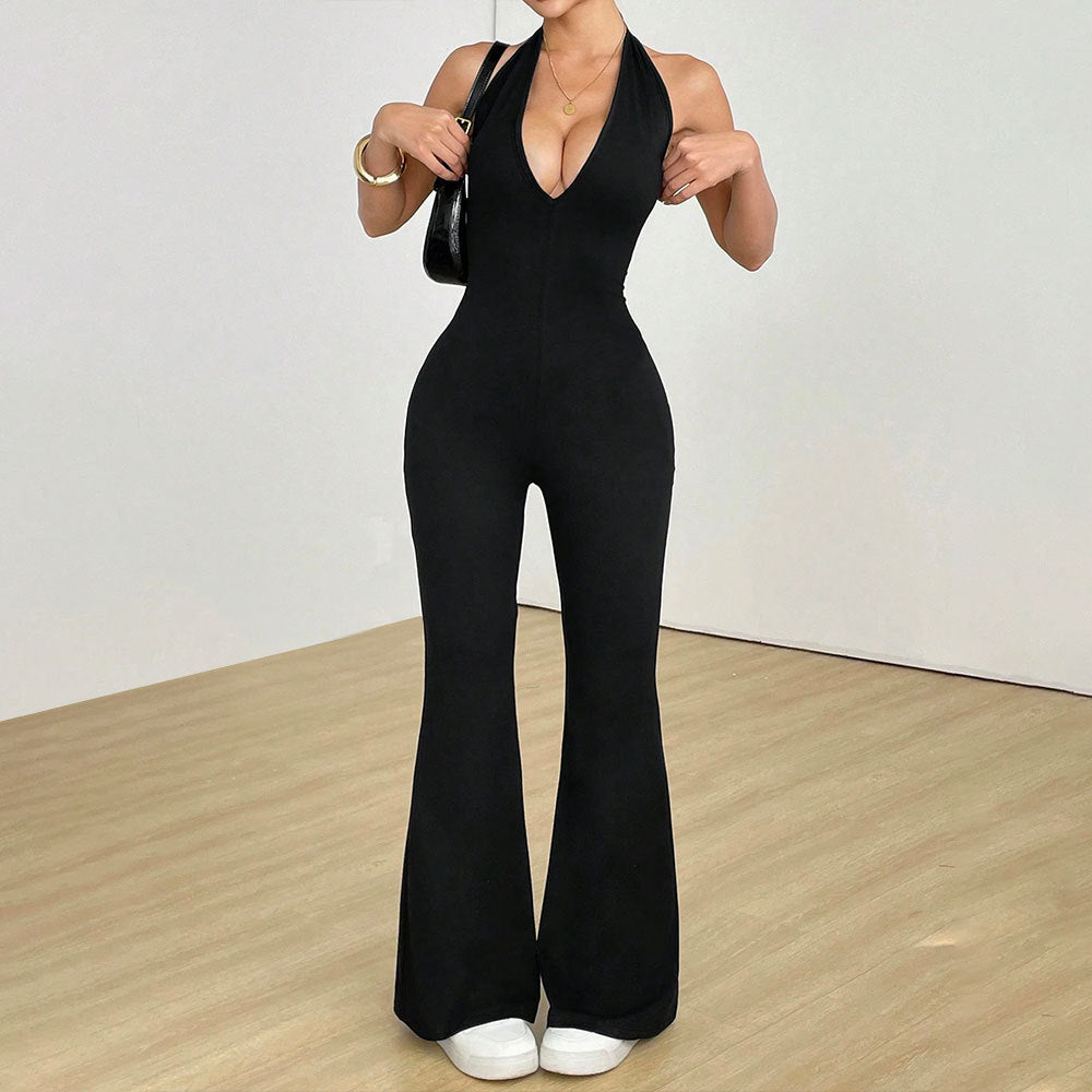 Combinaison pour femme avec décolleté en V profond et jambes larges Chic & Stil