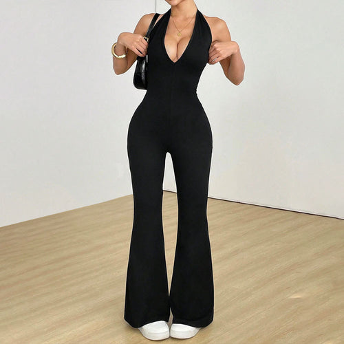 Combinaison pour femme avec décolleté en V profond et jambes larges Chic & Stil
