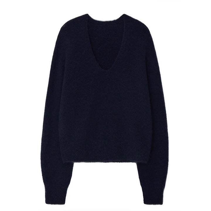 Comfortable sweater for women with deep V-neck and voluminous sleeves Lune London
