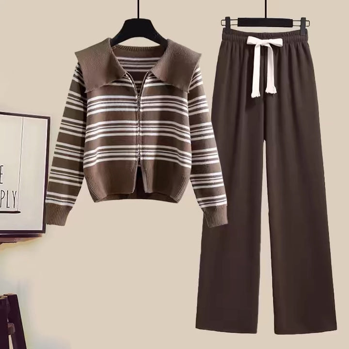 Women's knitted jacket with zipper and wide pants Lune London