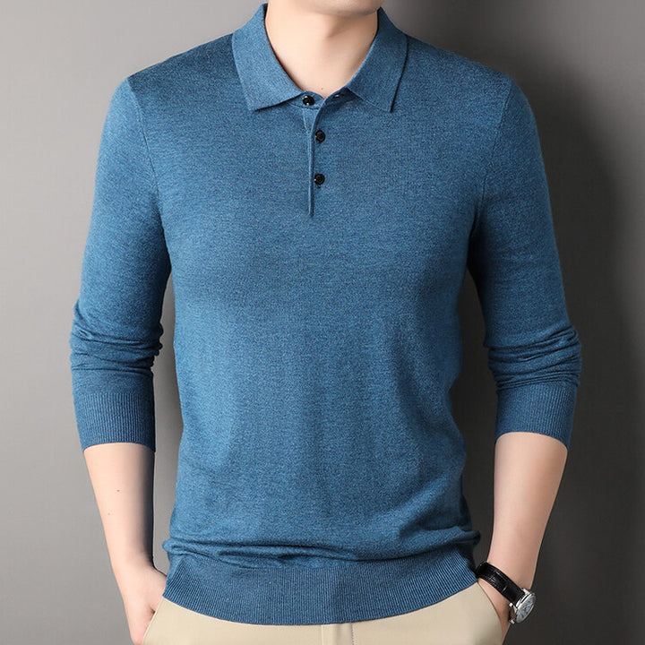 Lune London Elegant knit sweater for men with polo collar and button placket