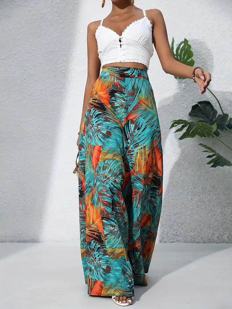 Lune London Tropical Leaf Pattern Maxi Skirt for Women