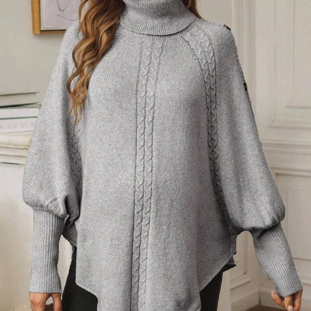 Casual turtleneck sweater for women with textured design Lune London