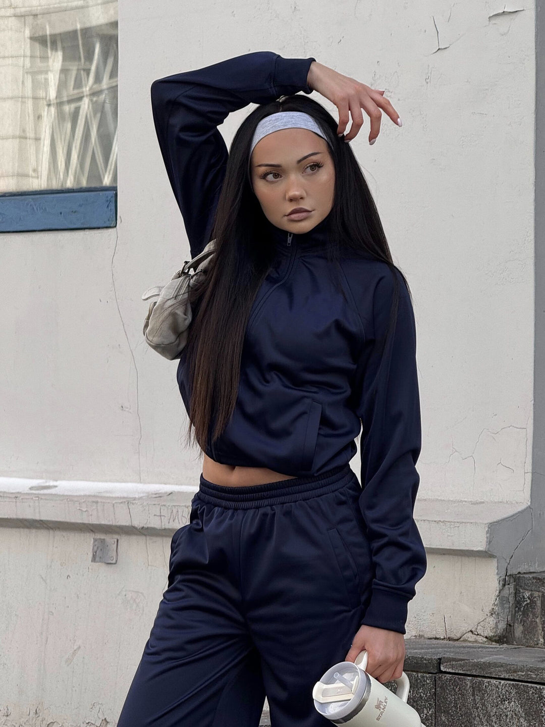 Women's sporty tracksuit with high collar and elastic cuffs Lune London