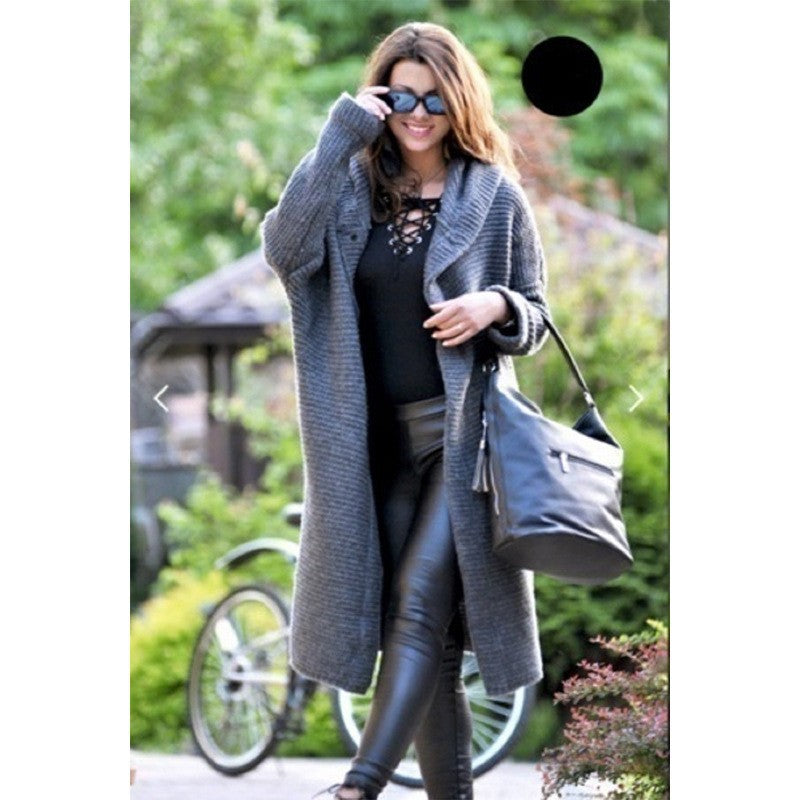 Women long knitted cardigan with hood Lune London