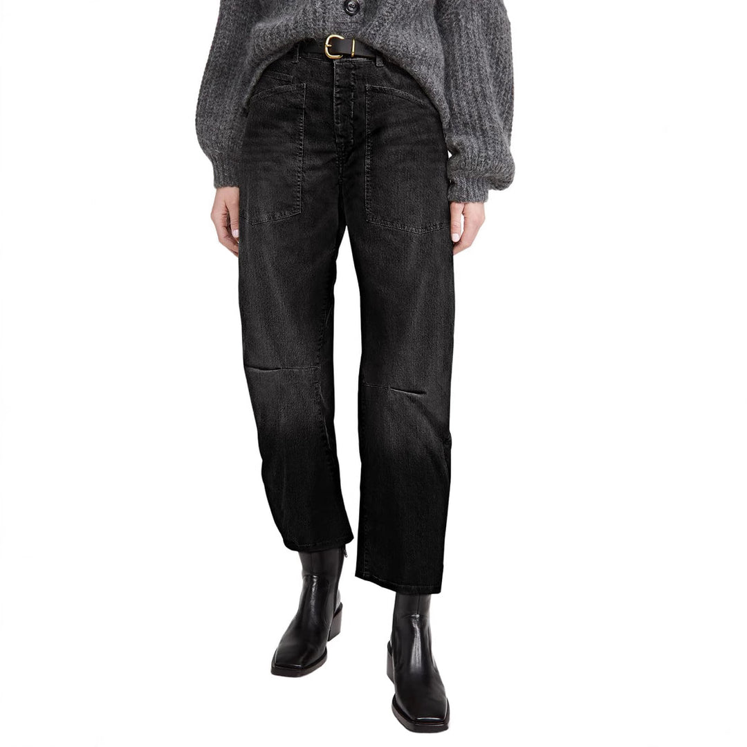 Women's mid-rise denim pants with unique patch pockets Lune London