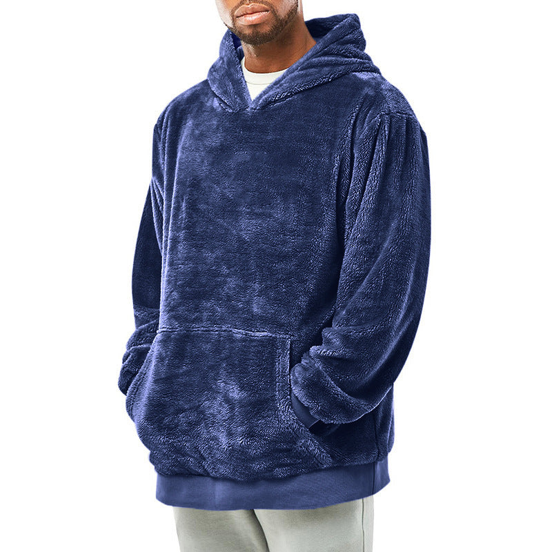 Men's cozy fleece hoodie with kangaroo pocket and hood Lune London
