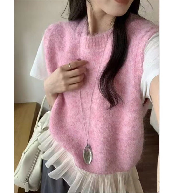 Femmes Pull Moderne à Superposer avec Ourlet Volant Chic & Stil
