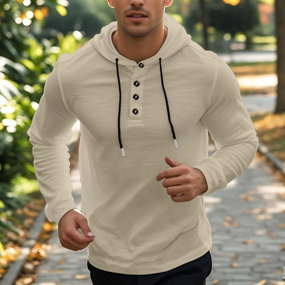 Men's sporty hoodie with button placket and functional pockets Lune London