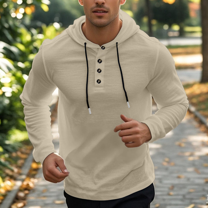 Men's sporty hoodie with button placket and functional pockets Lune London