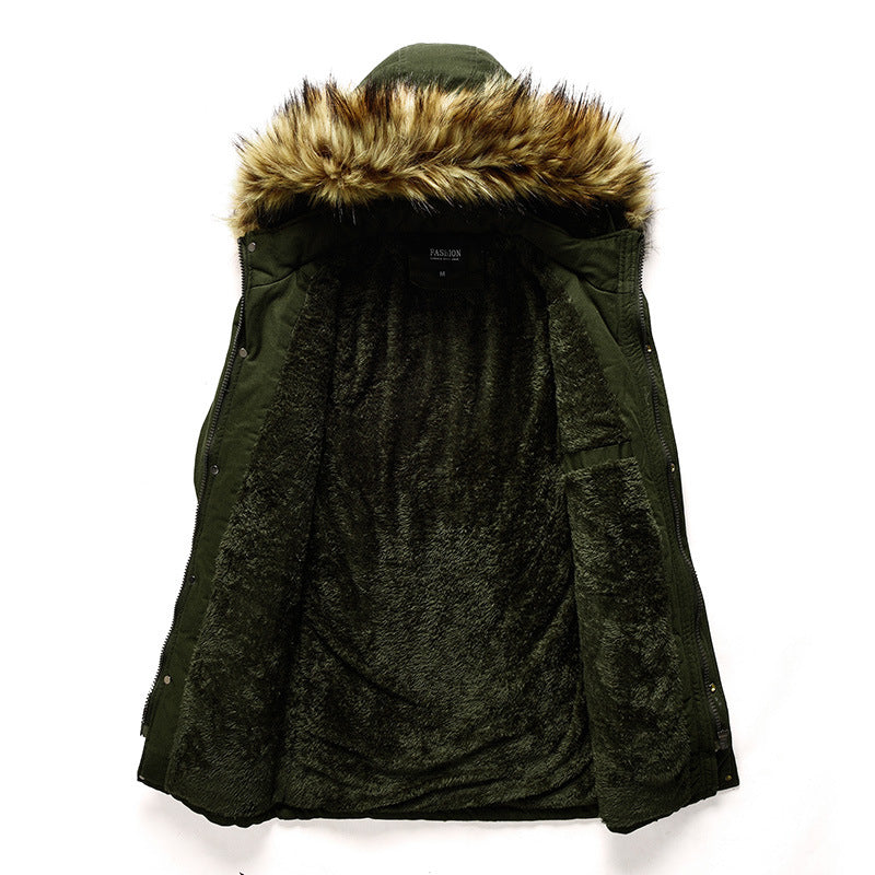 Men's heated winter jacket with removable faux fur collar Lune London