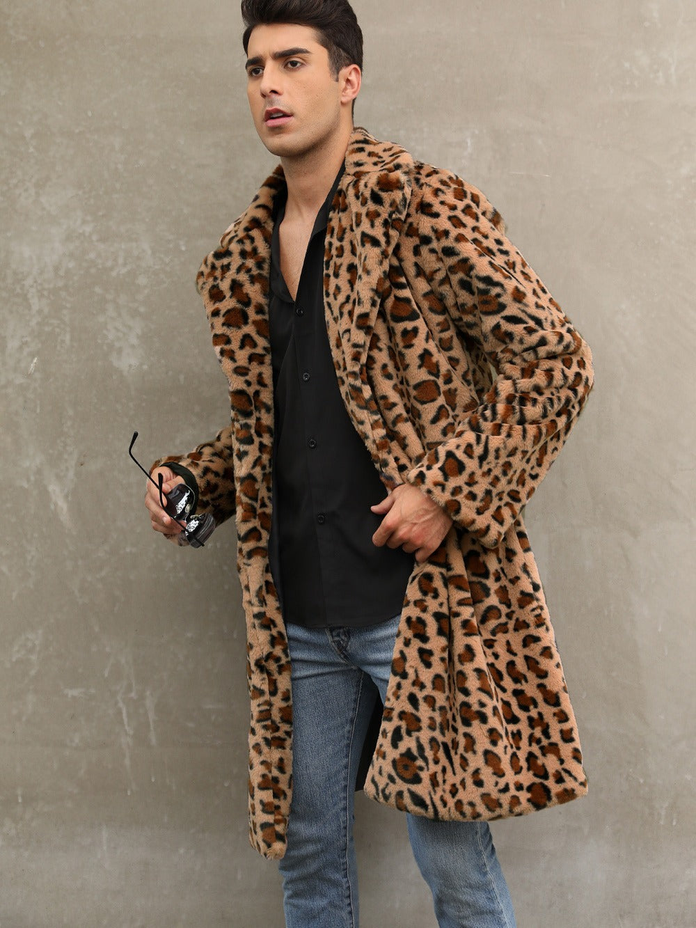 Trendy leopard fur coat for men Lune London