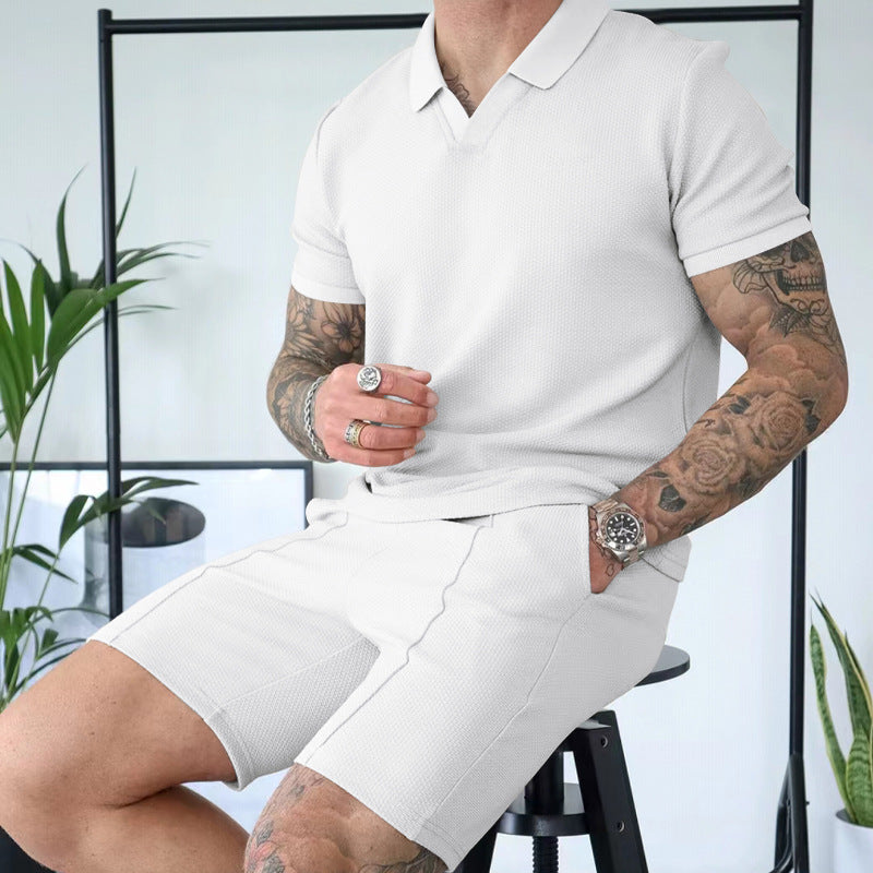 Men's short sleeve polo with a sporty fit and chic and stylish sports shorts