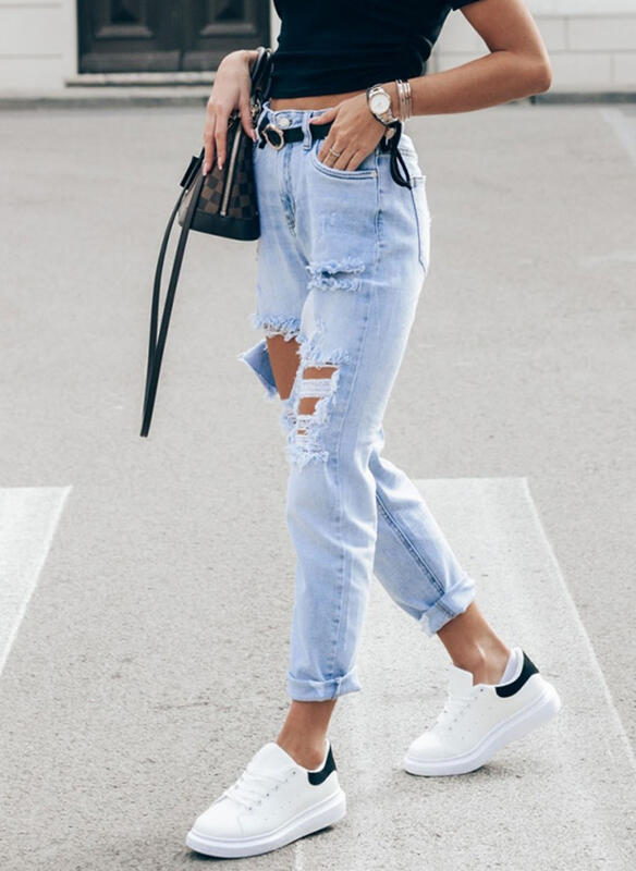 Lune London | Women's Ripped Boyfriend Jeans in Casual Vintage Style with High Waist