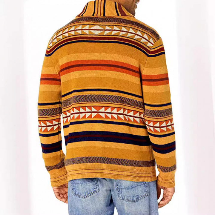 Men's knit jacket with geometric pattern and practical pockets Lune London