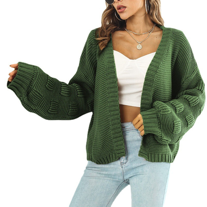 Cardigan en tricot épais pour femmes avec des manches volumineuses et un devant ouvert Chic & Stil