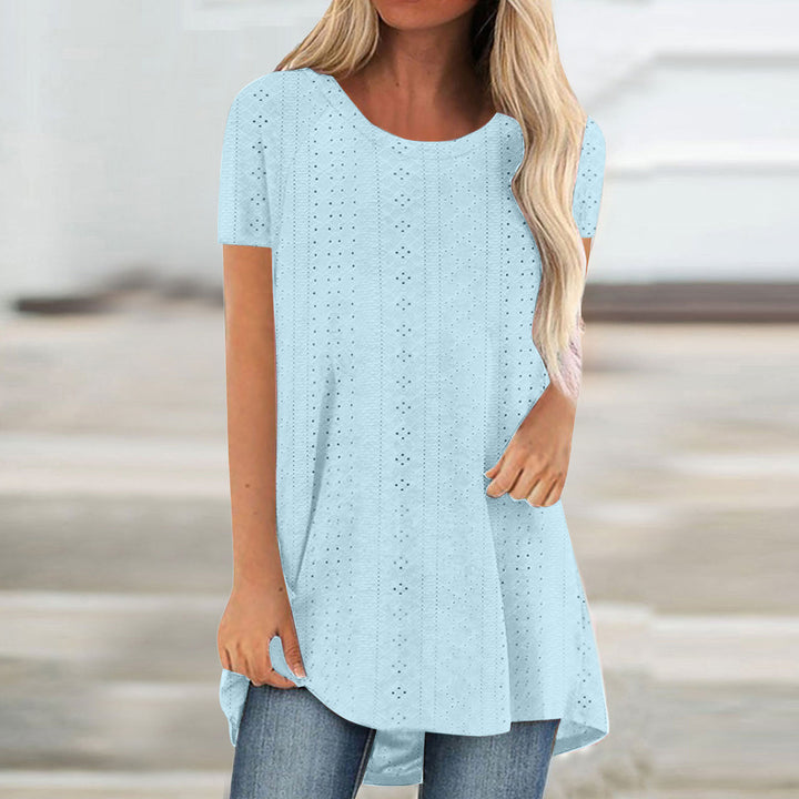 Short sleeve top for women with hole pattern Chic und Stil