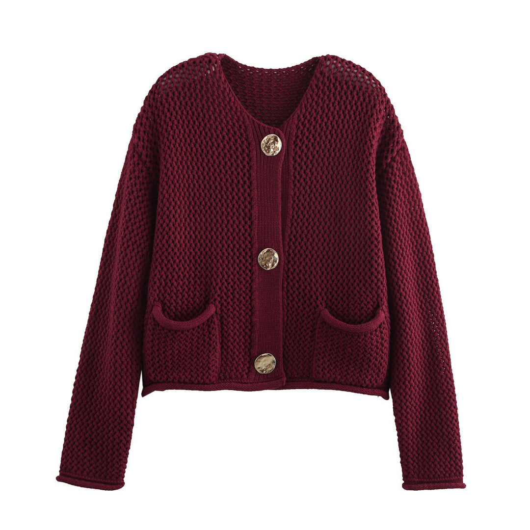 Knit jacket for women with decorative button details and pockets Lune London