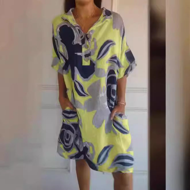 Aerial beach dress for women with trendy pattern and side pockets Lune London