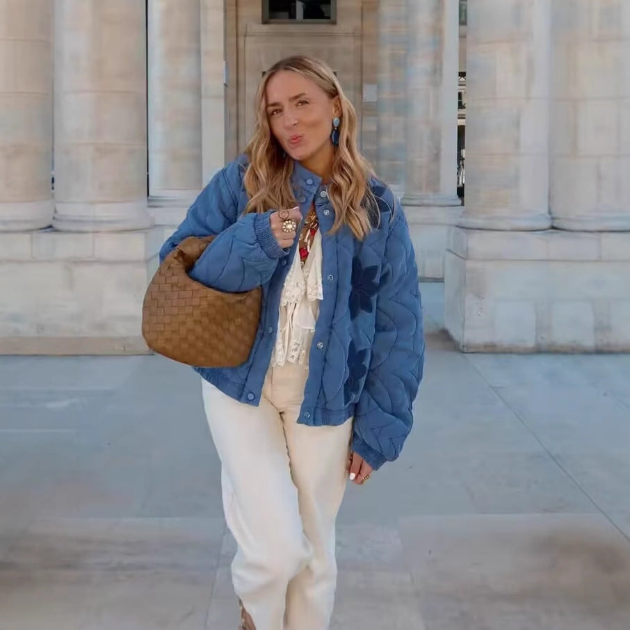 Quilted leisure jacket for women with floral design Lune London