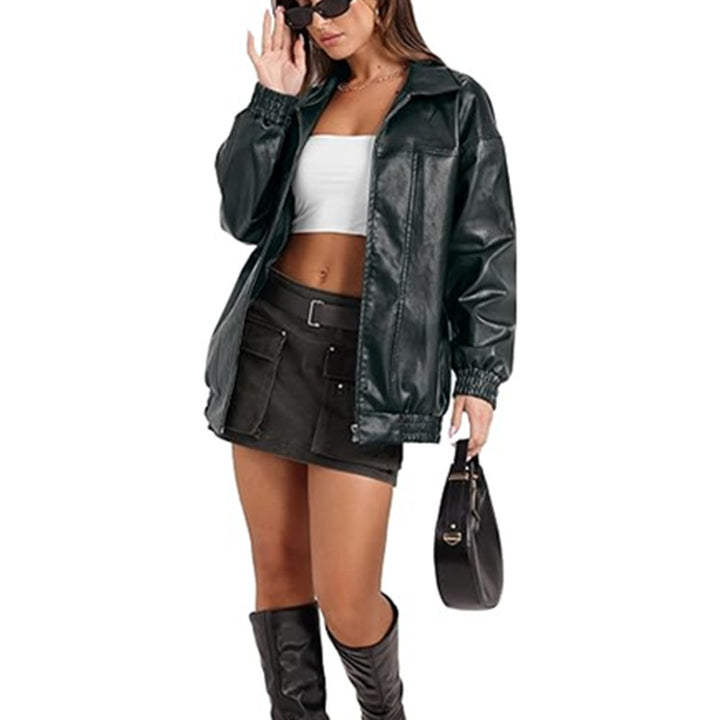 Ladies oversized casual jacket with elastic edges and convenient zipper Lune London