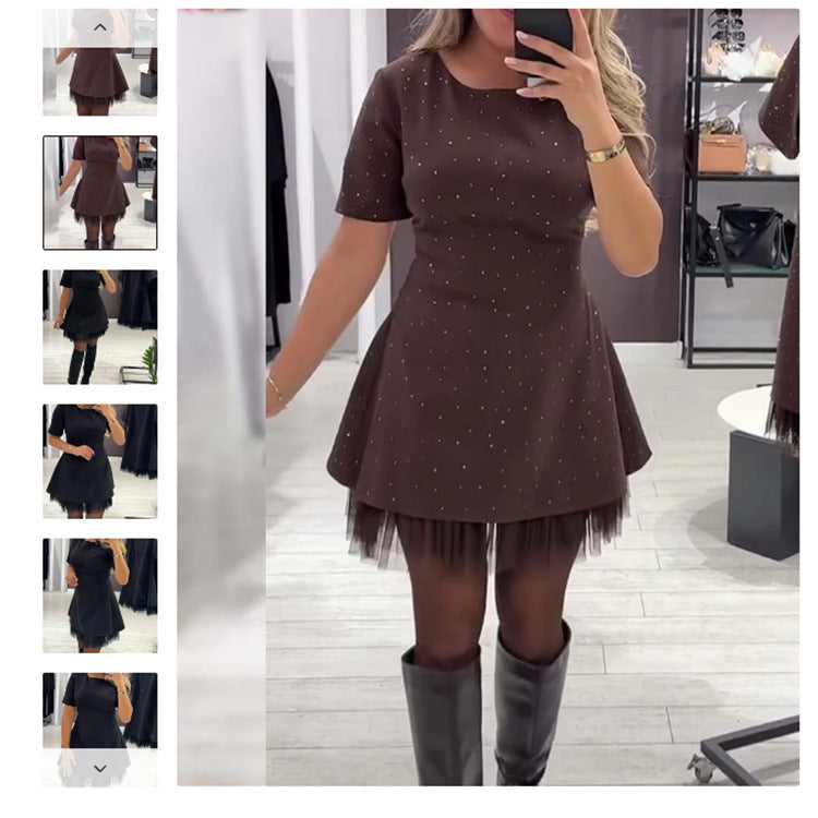 Robe Élégante pour Femmes avec Ourlet en Tulle et Silhouette Simple Chic & Stil
