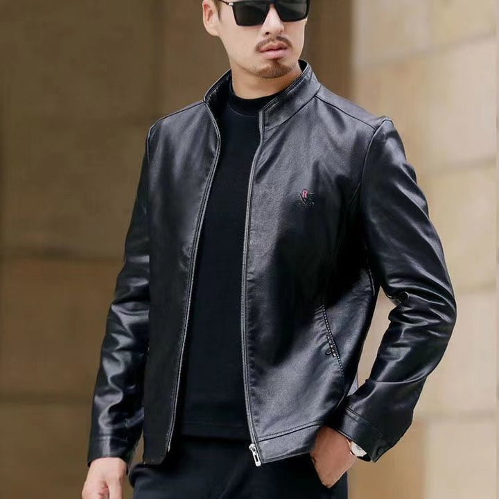 Elegant faux leather jacket for men with heated collar Lune London