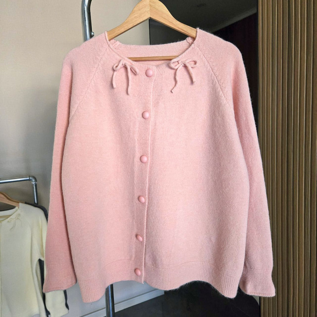 Ladies Cozy Pullover with Decorative Knots and Large Buttons Lune London