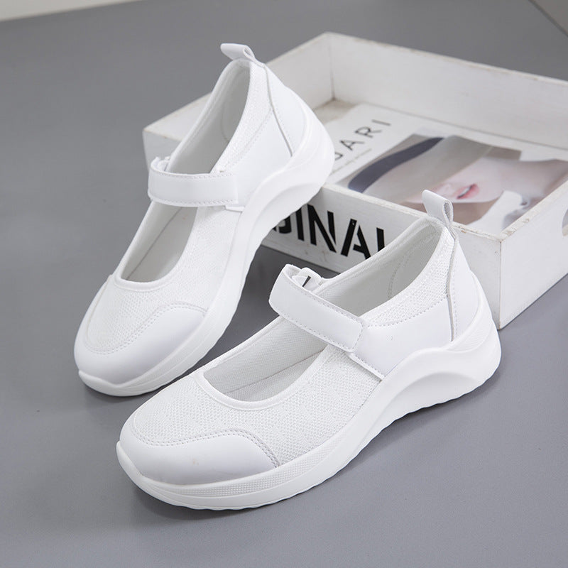 Comfortable lace-up shoes for ladies with velcro closure and breathable mesh surface Lune London
