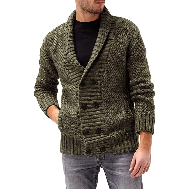 Men's knit jacket with double-breasted buttons and textured design Lune London