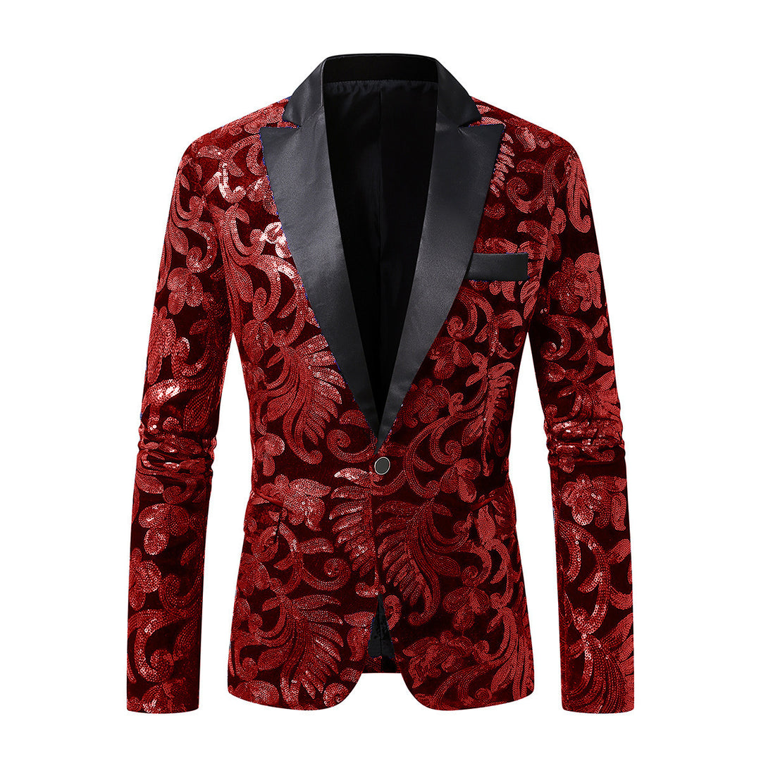 Elegant velvet jacket for men with floral sequin patterns Lune London