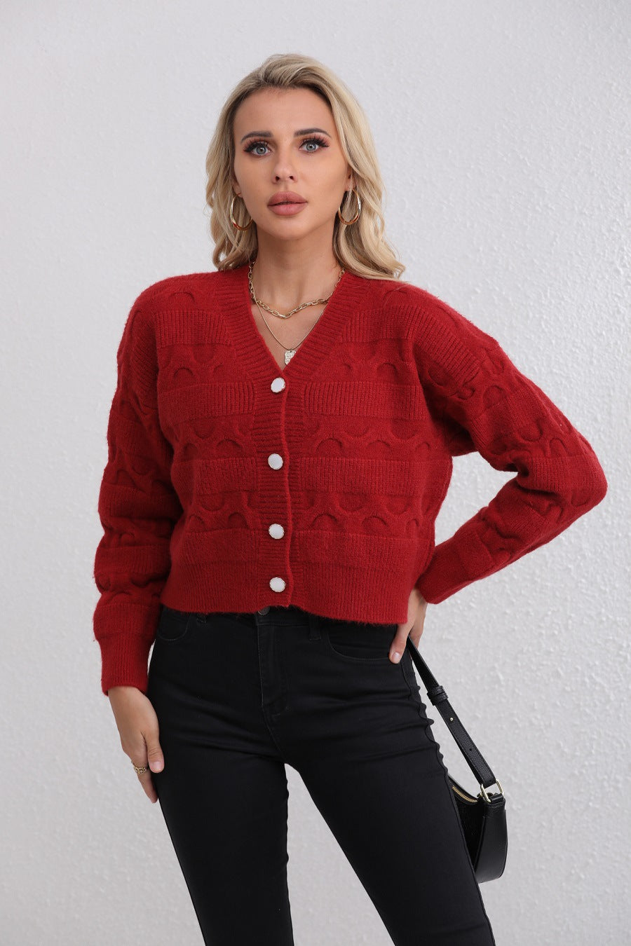 Cardigan pour femme avec motif jacquard à la mode Chic & Stil