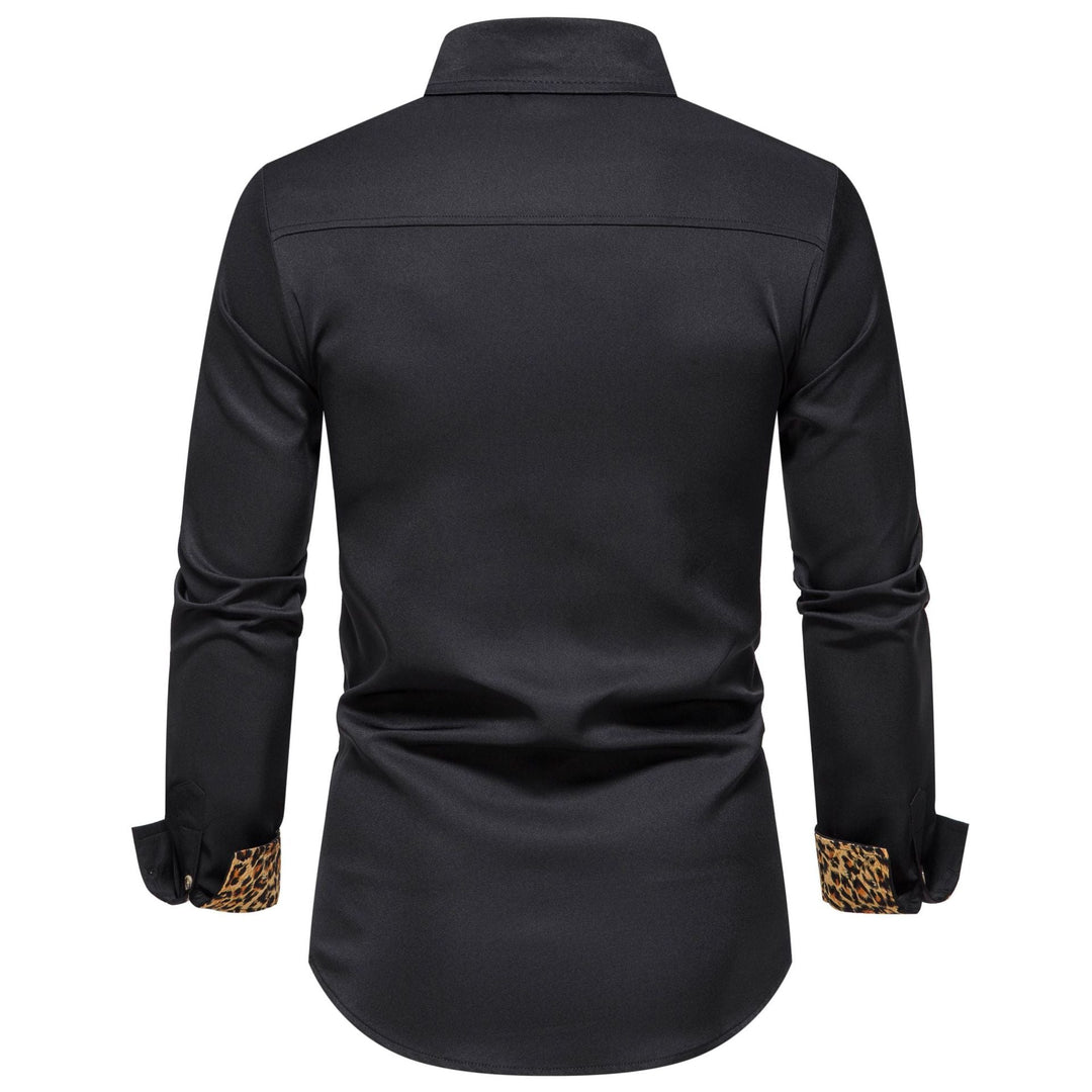 Men's Elegant Long-Sleeve Shirt with Leopard Pattern Lune London