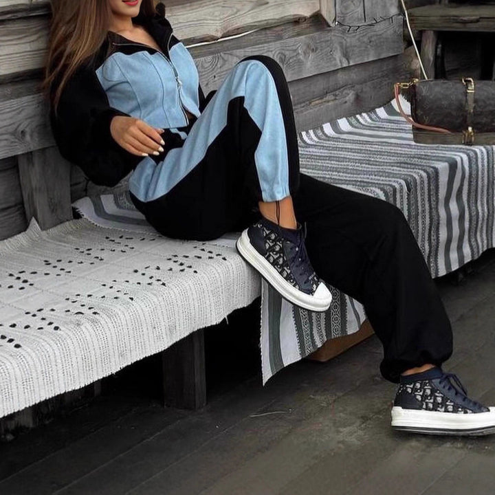 Ladies Two-Piece Sports Set with Crop Top and Loose Pants Lune London