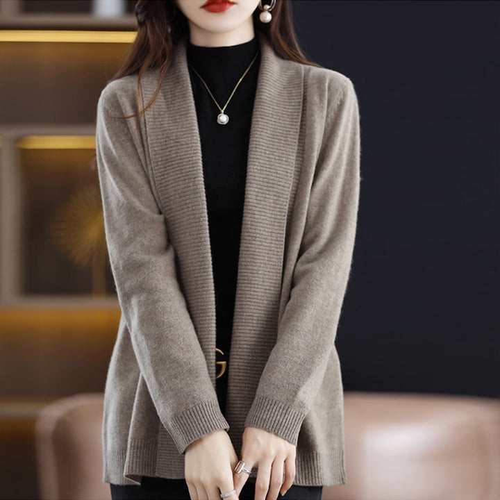 Cardigan for women with elegant ribbed structures and an open cut Lune London