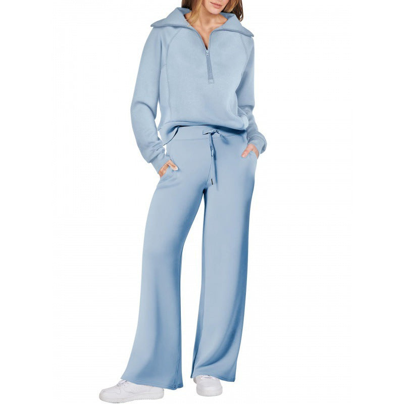 Ladies elegant fleece loungewear set with high collar Lune London