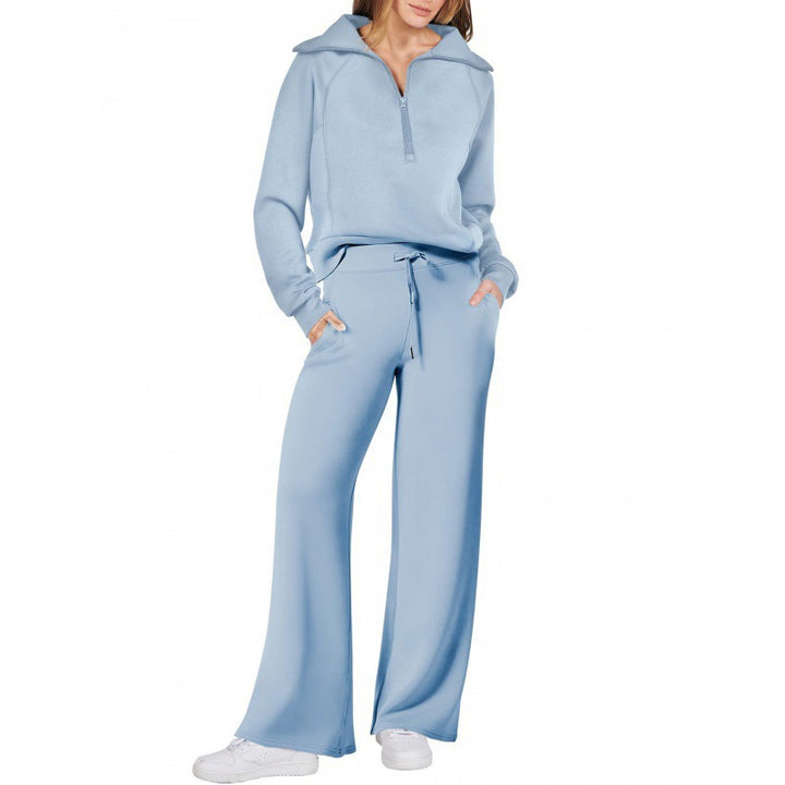 Ladies elegant fleece loungewear set with high collar Lune London