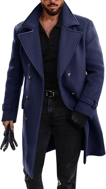 Elegant long coat for men with double-breasted Lune London