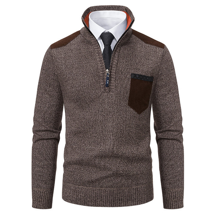 Elegant sweater for men with a high collar and fine contrasting details Lune London