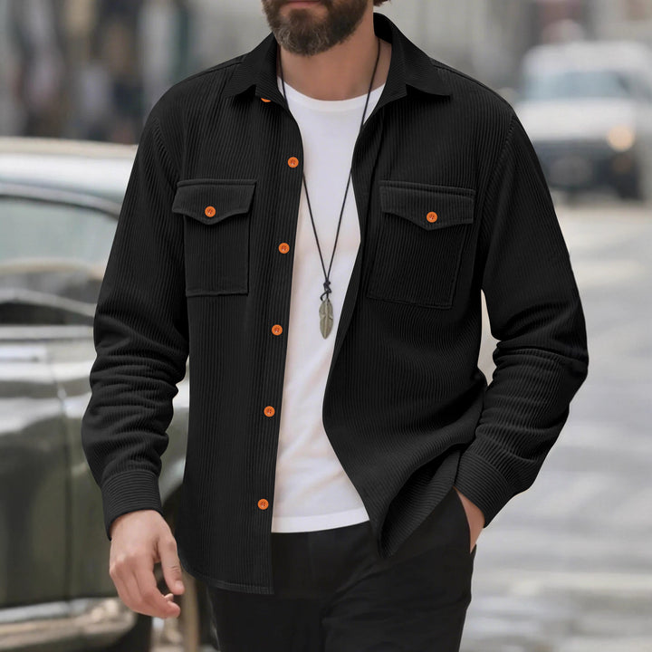 Corduroy shirt for men with double chest pockets and modern fit Lune London