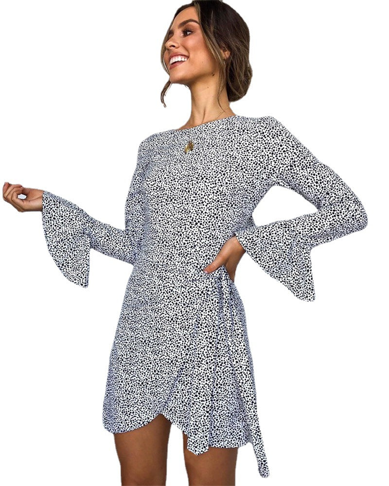 Wrap dress for women with wide sleeves and a polka dot pattern Lune London