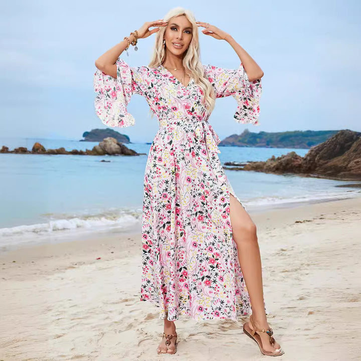 Ladies Elegant Floral Maxi Dress Lune London