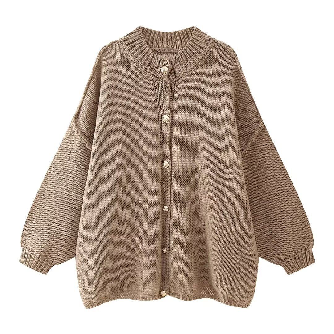Casual knit jacket for women with button closure and oversized fit Lune London