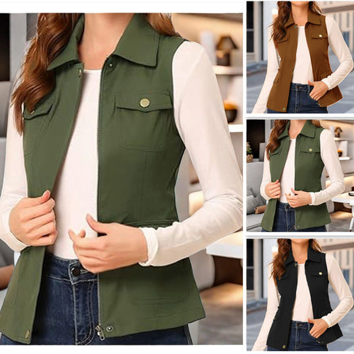 Women quilted gilet outdoor style with practical pockets Lune London
