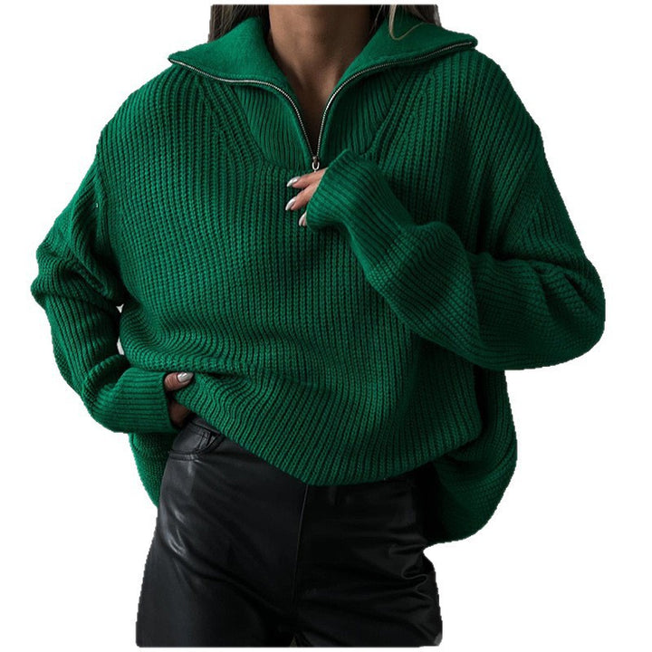 Women High-quality sweater with modern collar and zipper Lune London