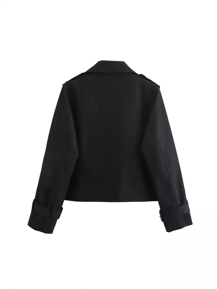 Short trench coat for women with double-breasted fastening and adjustable sleeves Lune London
