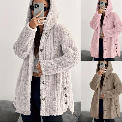 Women Comfortable Fleece Jacket with Hood Lune London