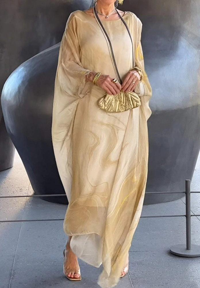 Fluid kaftan dress for women with a catchy pattern Lune London