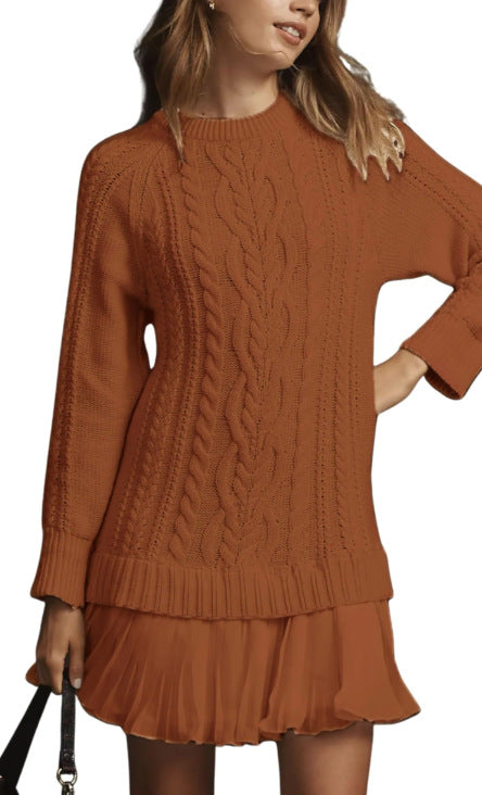 Knit dress for women with pleated skirt and Lune London details