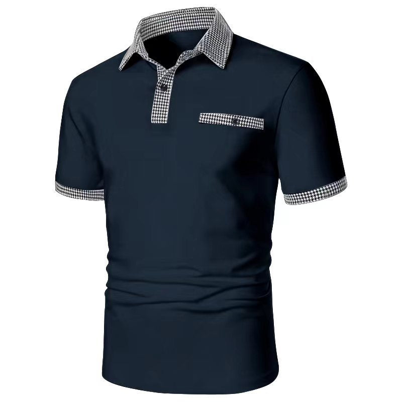Stylish short-sleeve polo shirt for men with a checkered accents Lune London